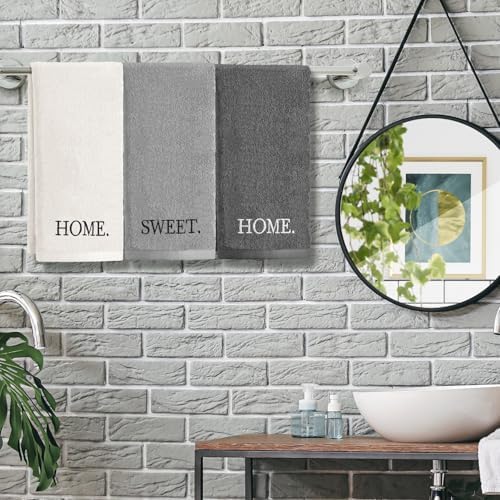 FuWeave 3 Pcs Decorative Hand Towels Bathroom Set,Gray,Home Sweet Home