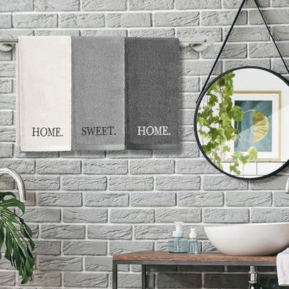 FuWeave 3 Pcs Decorative Hand Towels Bathroom Set,Gray,Home Sweet Home