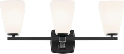 Kichler Marant 21.25" 3-Light Vanity Light with Opal Glass in Black, for Bathroom, Powder Room, Over a Mirror, (21.25" W x 9.5" H), 55216BK