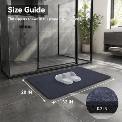 MontVoo -Bath Mat Rug-Rubber Backing Non Slip Quick Dry Absorbent Thin Bathroom Rugs Fit Under Door-Faux Suede Surface Bathroom Floor Mats-Shower Rug for in Front of Bathtub Shower Navy 20"x32"