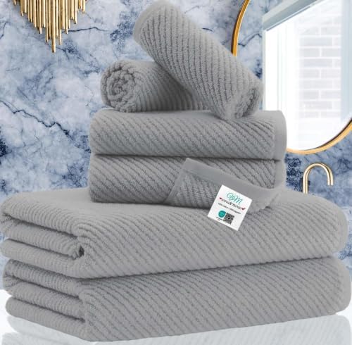 VOOVA & MOVAS 6PC Towel Set, 100% Cotton, Gray