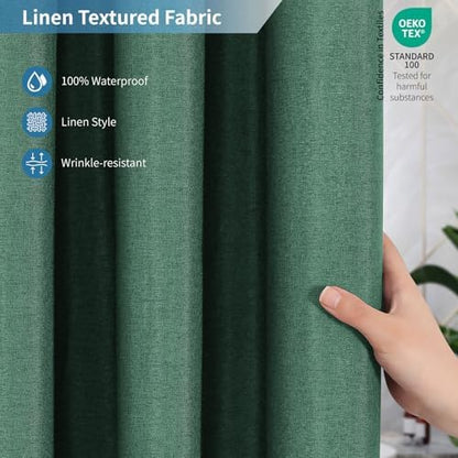 Waterproof Fabric Shower Curtain,No Liner Needed,72x72,EmeraldGreen