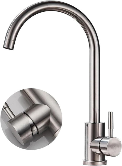 Stainless Steel Black Kitchen Faucet 360° Swivel Deck Mount Mixer Tap Hot & Cold Water Modern Bathroom Vanity Crane for Stylish Sink Upgrade，Brushed Nickel a