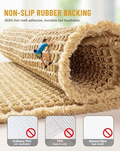 Furicher Large Waffle Bath Mat Set, Non Slip Bath Rug Set, Ultra Absorbent Bath Mats for Bathroom Decor, Extra Soft Floor Kitchen Rugs Sets 2 Piece, Washable Bath Runner Rug, Brown, 20"×47" & 16"×24"