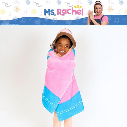 Ms. Rachel Kids Super Soft Bath/Pool/Beach Soft Cotton Terry Hooded Towel Wrap, 24 in x 50 in, (Officially Licensed Product) By Franco