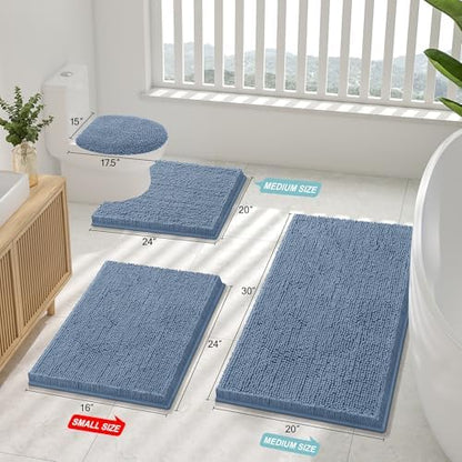 Smiry Bathroom Rugs 24X16, Luxury Chenille Extra Soft Absorbent Bath Mat