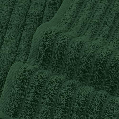 Elegant Comfort 100% Turkish Cotton Corduroy Ribbed Luxury Bath Towels 6-Piece Set, Premium Feel - Quick Dry, Highly Absorbent, Contains 2 Bath Towels, 2 Hand Towels, and 2 Washcloths, Hunter Green
