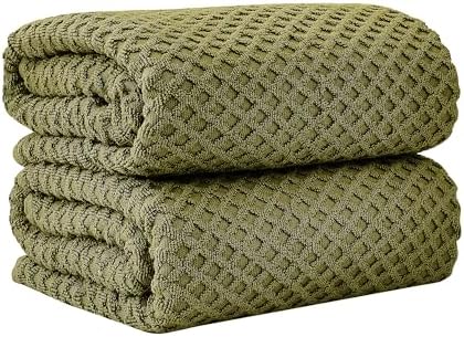 Great Bay Home Oversized Bath Sheets - 100% Cotton 2 Pack 68x35 Extra Large Towel - Absorbent, Durable, Quick-Dry Towels for Bathroom (Olive)