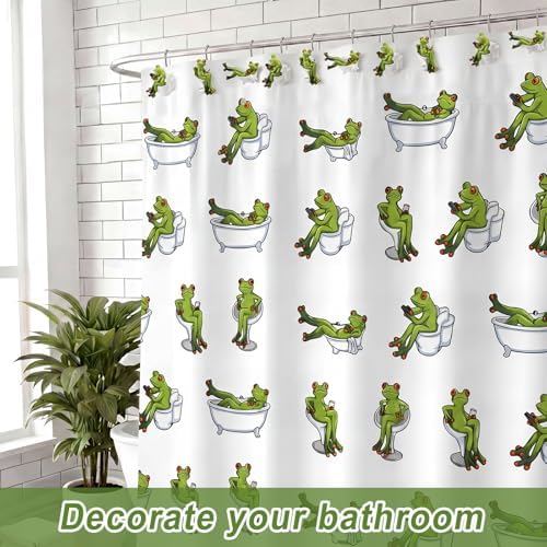 Roowest 12 Pcs Frog Shower Curtain Rings, Green Cute Stainless Steel