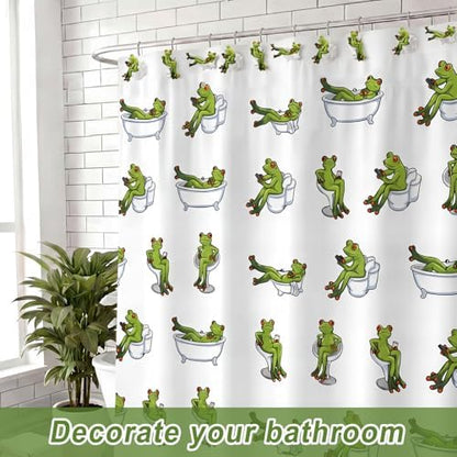Roowest 12 Pcs Frog Shower Curtain Rings, Green Cute Stainless Steel