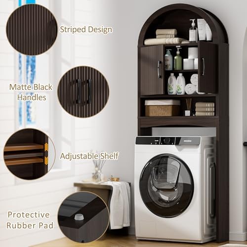 Spurgehom Arch Over The Toilet Storage Cabinet,Bathroom Organizer, Coffee