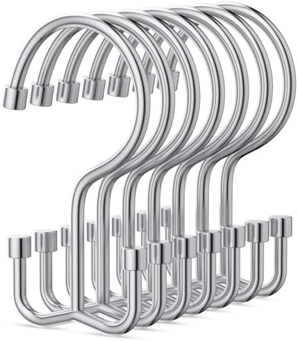 Goowin Shower Curtain Hooks, Shower Curtain Rings, Durable Rust Proof Shower Curtain Hangers, Shower Rings for Curtain, Double Glide Shower Hooks for Shower Curtain, Chrome, 24 Pack-Cylinders
