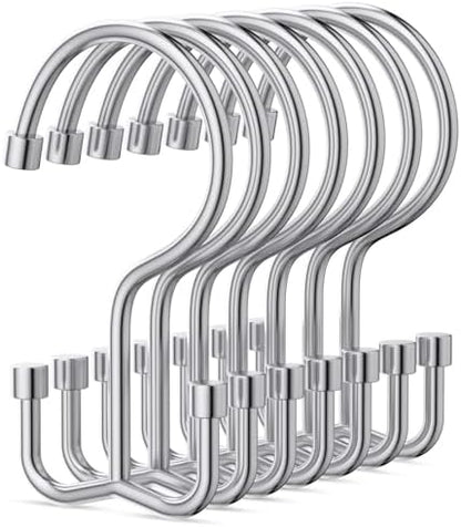 Goowin Shower Curtain Hooks, Shower Curtain Rings, Durable Rust Proof Shower Curtain Hangers, Shower Rings for Curtain, Double Glide Shower Hooks for Shower Curtain, Chrome, 12 Pack-Cylinders