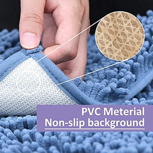 Bathroom Rugs Bath Mats for Batroom Chenillen Bath Rug Set 3 Piece Non-Slip Bath Mats, Absorbent Shaggy Rugs, Machine Wash, Perfect Plush Bathroom Mats, Bathroom Carpets Set Sky Blue