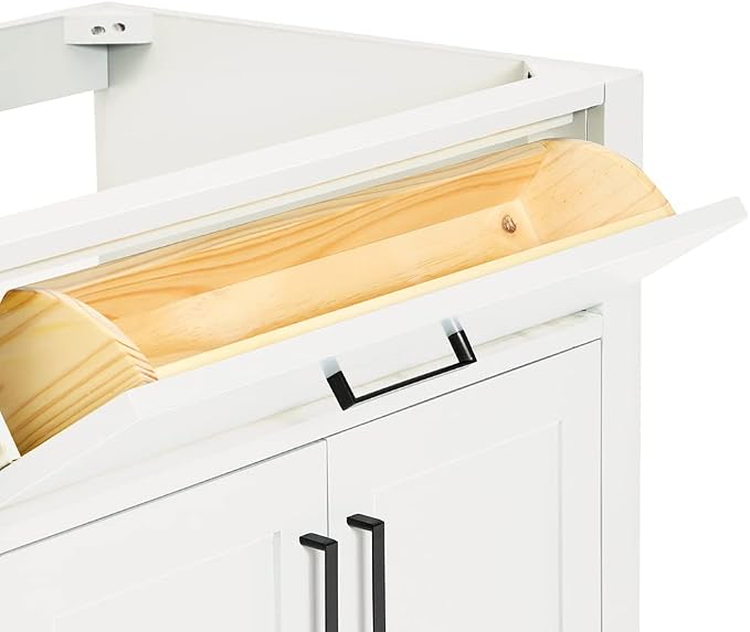 ARIEL Hepburn 30-inch Bathroom Vanity Base Cabinet,Solid Wood, 2 Soft Closing Doors, 1 Dovetail Drawers, White