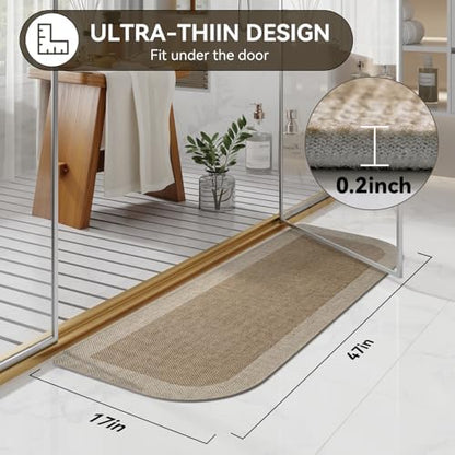 YDKGL Bathroom Runner Rug, Long Thin Bath Mat Fit Under Door, Brown 17x47