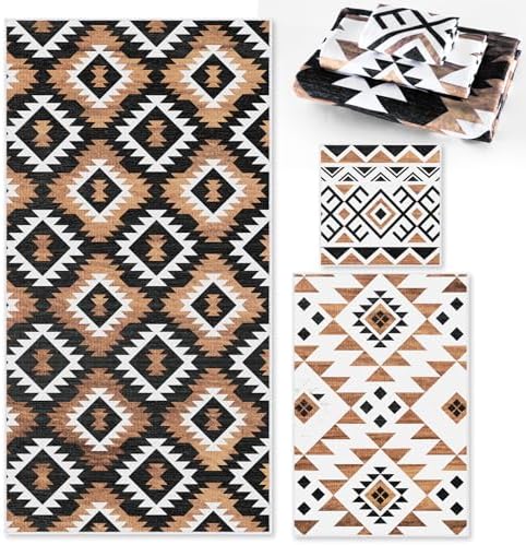 Moukeren Set of 3 Western Aztec Bath Towels, Decorative Towels for Bathroom