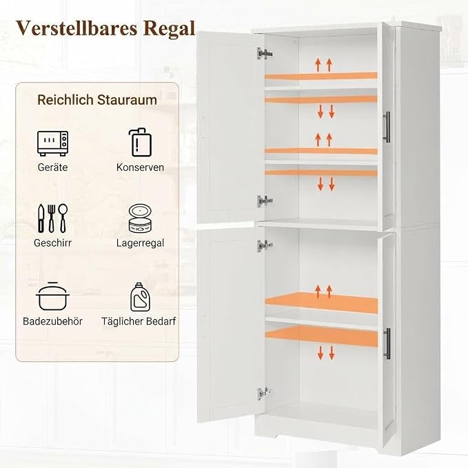 Garvee Kitchen Pantry Cabinet, 70 Inch Tall Storage Cabinet | with Doors and Adjustable Shelves, Freestanding Wooden Classic Cupboard for Living Room, Dining Room, Bathroom
