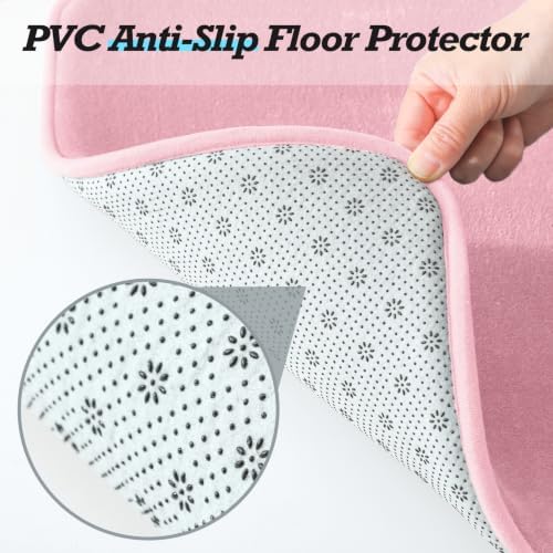 HUXMEYSON Bathroom Rugs Sets 3 Piece, Non-Slip & Quick Dry Bath Mat Set, Ultra Soft Velvet Bath Rugs for Bathroom, Toilet and Shower Floor, Rose Pink