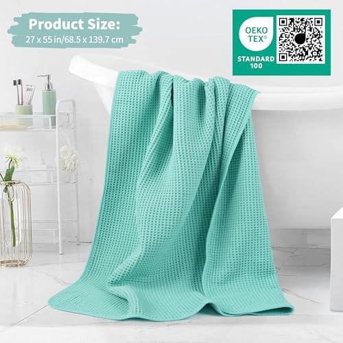 MICROFI Microfiber Waffle Bath Towels, 4 Pieces, Soft, Absorbent, Fast Drying, Lint Free 430 GSM (27''x55''/68.58 cm x139.7 cm)