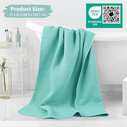 MICROFI Microfiber Waffle Bath Towels, 4 Pieces, Soft, Absorbent, Fast Drying, Lint Free 430 GSM (27''x55''/68.58 cm x139.7 cm)