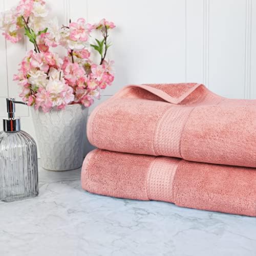 SUPERIOR Egyptian Cotton Pile Heavyweight Bath Sheet, 2 Piece Set, Tea Rose