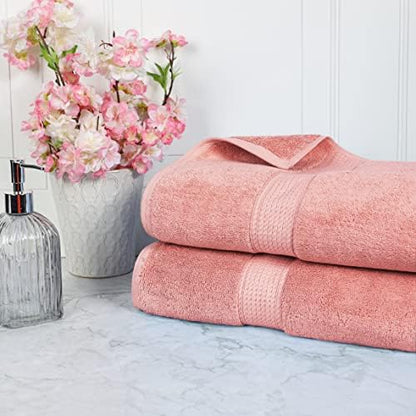 SUPERIOR Egyptian Cotton Pile Heavyweight Bath Sheet, 2 Piece Set, Tea Rose