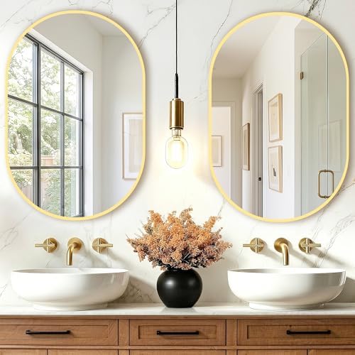 Oval Bathroom Mirror, 2 Pack 20"x30" Gold Vanity Mirror for Over Sink