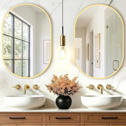 Oval Bathroom Mirror, 2 Pack 20"x30" Gold Vanity Mirror for Over Sink