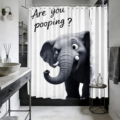 Extra Long Shower Curtain Funny Elephant Clawfoot Tub, 108 x 72 in