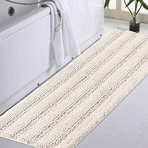 Turquoize Bathroom Runner Rug 17"x47", Soft Absorbent Chenille Bath Rug