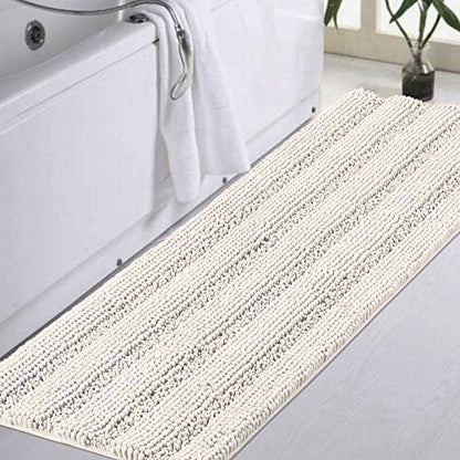 Turquoize Bathroom Runner Rug 17"x47", Soft Absorbent Chenille Bath Rug