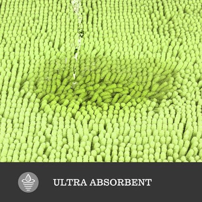 Yeaban Chenille Apple Green Bathroom Rug 40"x60",Non-Slip Rubber Backing