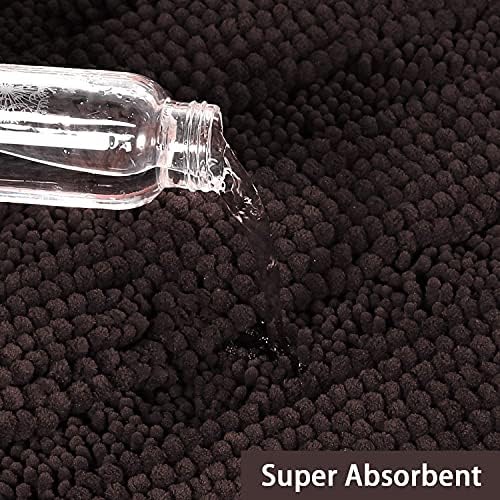 Turquoize Chenille Bath Rugs Shaggy Bathroom Rugs Non Slip Bath Mat for Bathroom 24 x 36 Brown Bath Rug for Bath Room Extra Soft and Absorbent Area Rug, 24"x 36", Brown