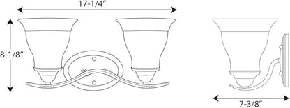 Progress Lighting 2-Light Etched Glass Traditional Bath Vanity Light, Trinity Collection, Indoor, P3191-09, Brushed Nickel