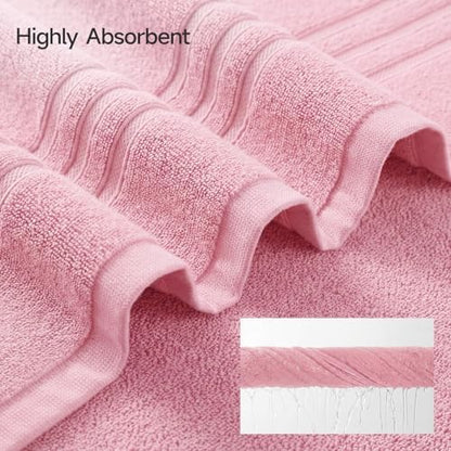 REDKISS Pink Towels Set 6 Piece Cotton Towel Sets with 2 Bath Towels, 2 Hand, 2 Washcloths, 650GSM Hotel Quality, Soft, Highly Absorbent Towels for Bathroom Gym, Ideal Everyday Use