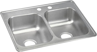 Elkay Dayton Stainless Steel 25" x 19" x 6-5/16", MR2-Hole Equal Double Bowl Drop-in Sink