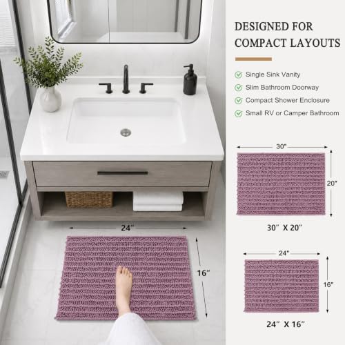 Arotive Bathroom Rugs Mat 24x16, Soft Absorbent Chenille Shaggy Bath Mat