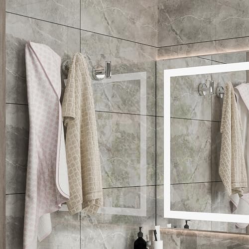 Towel Hooks for Bathroom 2 Packs Screw- in Chrome Finish Wall Mount Towel Holder Towel Rack, Heavy Duty Robe Coat Loofah Hooks for Shower, Kitchen,Hotel, Pool Tile, Brick Modern Style Decor Wall Hooks