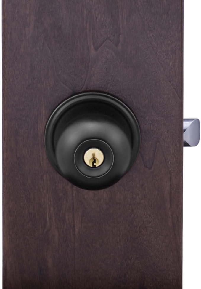 Copper Creek Entry Door Knob – Keyed Entry Handle with Lock and Key, ANSI Grade-3 Certified, DIY-Friendly Install for Interior and Exterior Entrance Doors – Matte Black (2 Pack)