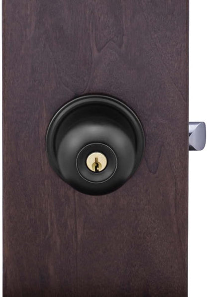 Copper Creek Entry Door Knob – Keyed Entry Handle with Lock and Key, ANSI Grade-3 Certified, DIY-Friendly Install for Interior and Exterior Entrance Doors – Matte Black (2 Pack)