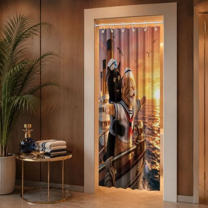 Small Stall Shower Curtain Rv Black Cat, 48 x 72 Inchs