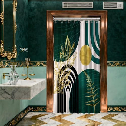 Emerald Green and Gold Stall Shower Curtain, 48X72 in Narrow Small