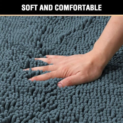 H.VERSAILTEX Bath Mat for Bathroom Non Slip Luxury Chenille Ultra Soft Bath Rugs 24x36 Absorbent Non Skid Shaggy Rugs Washable Dry Fast Plush Area Carpet Mats for Indoor, Bath Room, Tub - Stone Blue