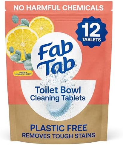 Fab Tab Toilet Bowl Cleaner Tablets, Lemon & Eucalyptus Scent, 12 Count