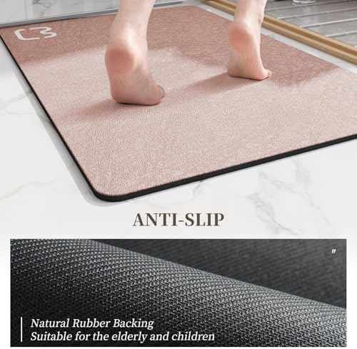 RUERYA Blush Pink Bathroom Rugs Stone Bath Mats for Bathroom,15.7"x23.6"