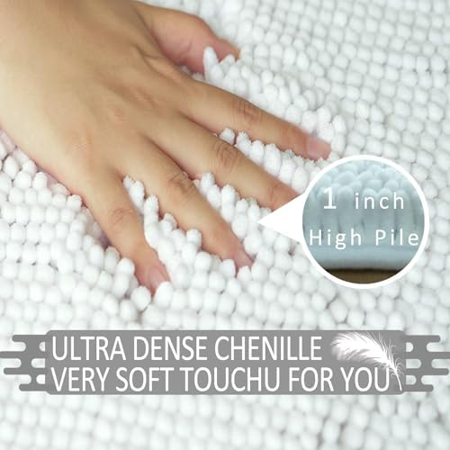 Bathroom Rugs Sets 3 Piece Non Slip,Bath Rugs with PVC Backing Bath Carpet,Bathroom Rug Washable,Absorbent,Plush Carpet Mats,Bath Mats for Bedroom, Kitchen,Tub,Home Decor (White)