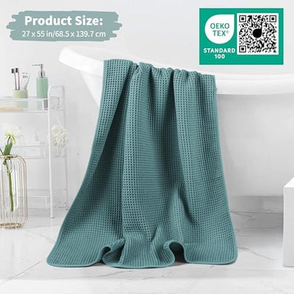 MICROFI Microfiber Waffle Bath Towels, 4 Pieces, Soft, Absorbent, Fast Drying, Lint Free 430 GSM (27''x55''/68.58 cm x139.7 cm)
