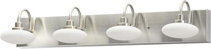 28in Brushed Nickel LED Vanity Light Fixtures,4-Light Bathroom Vanity Light Sconce Lamp,Bathroom Lamp Over Mirror, Modern Wall Sconce for Bath,Hallway,Cloakroom,3000K-6000K,Selectable, Dimmable