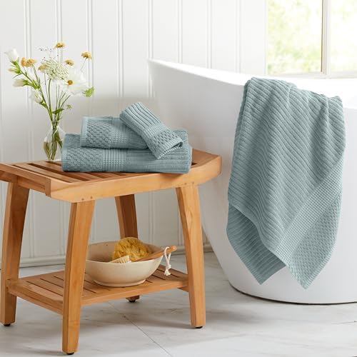 Springtree Home 100% Cotton Bath Towel Set | 6-Piece Set | Silver Blue